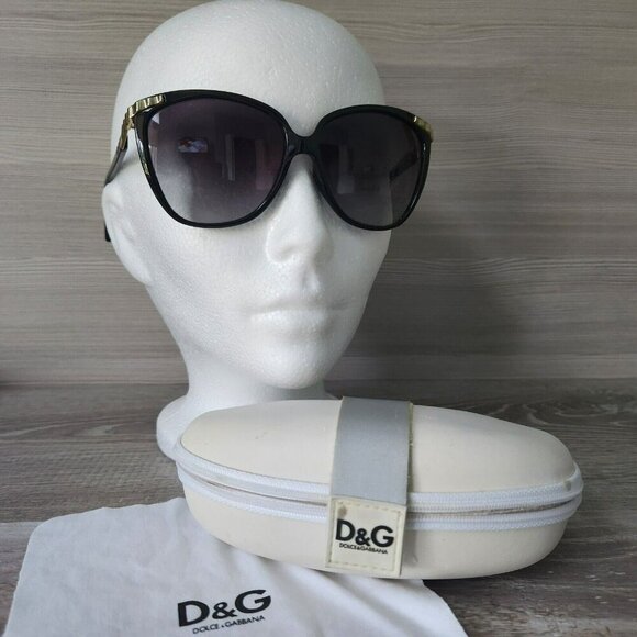 Dolce & Gabbana Womens Sunglasses Black Frame Gradient Lens 58mm Case Box Italy - Picture 2 of 16